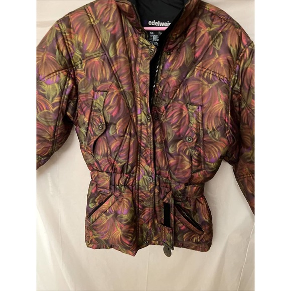 Edelweiss Vintage Women's Skiwear Yellowstone Camouflage Small Hibiscus Jacket - Picture 4 of 12